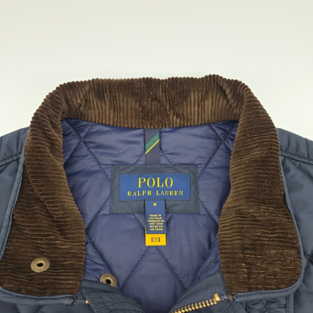 Polo Ralph Lauren Mens Navy Blue Quilted Vest Corduroy Trim Size Medium - Picture 3 of 7